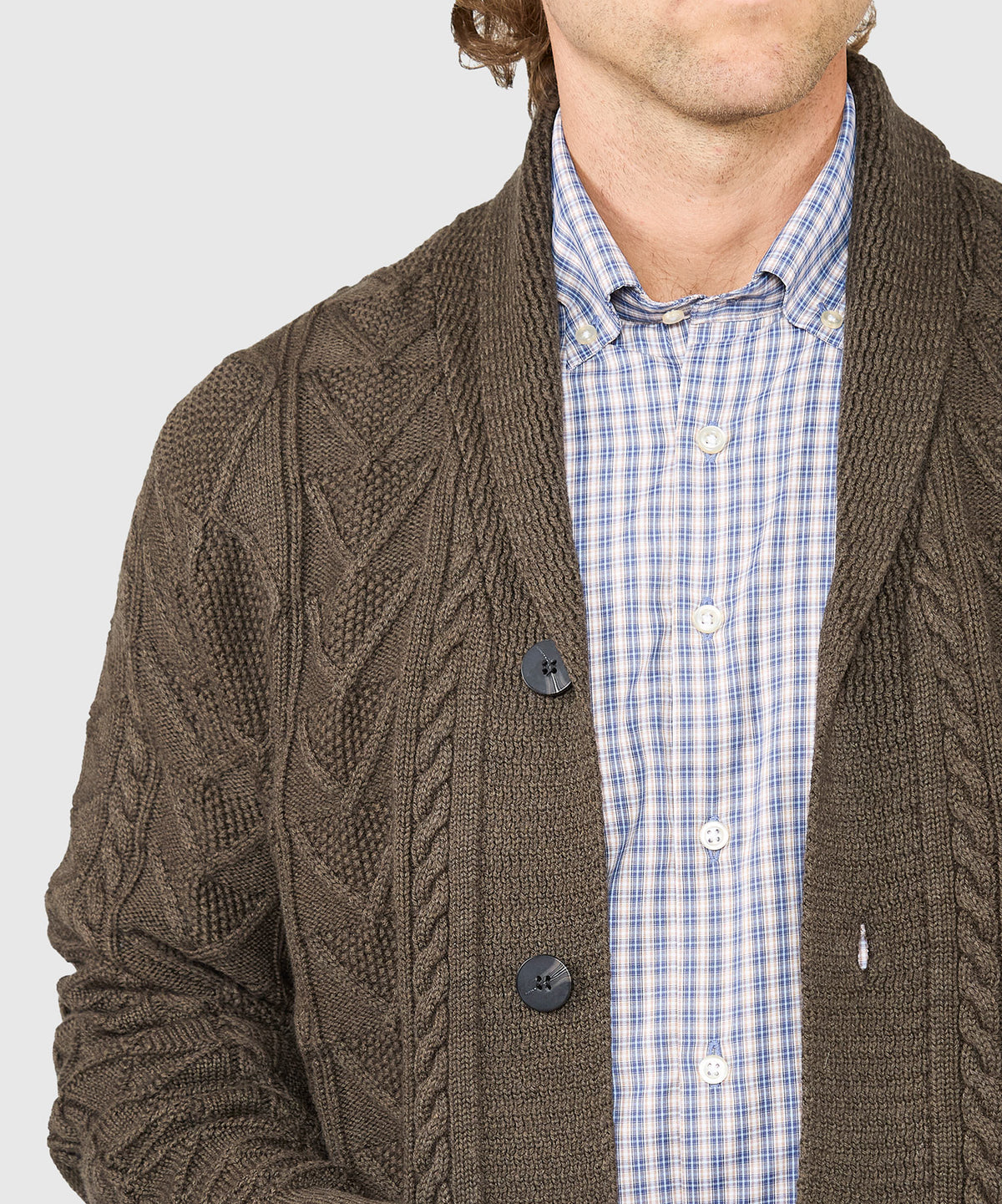 Westport Black Aztec Cable Cardigan, Men's Big & Tall