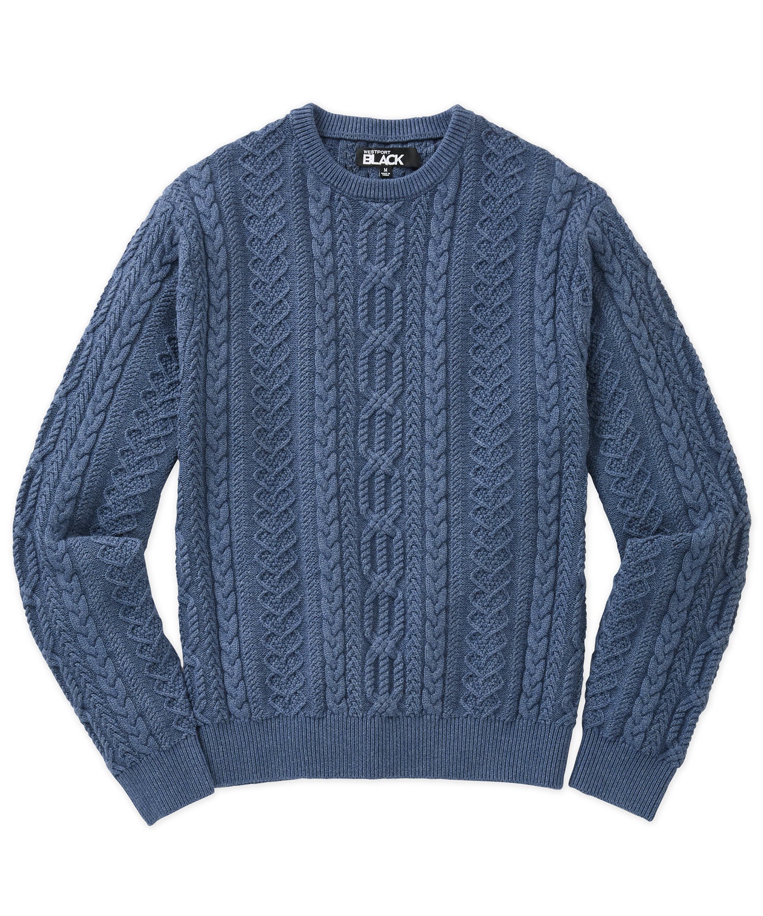 Westport Black Connery Cable Crew Neck Sweater, Men's Big & Tall