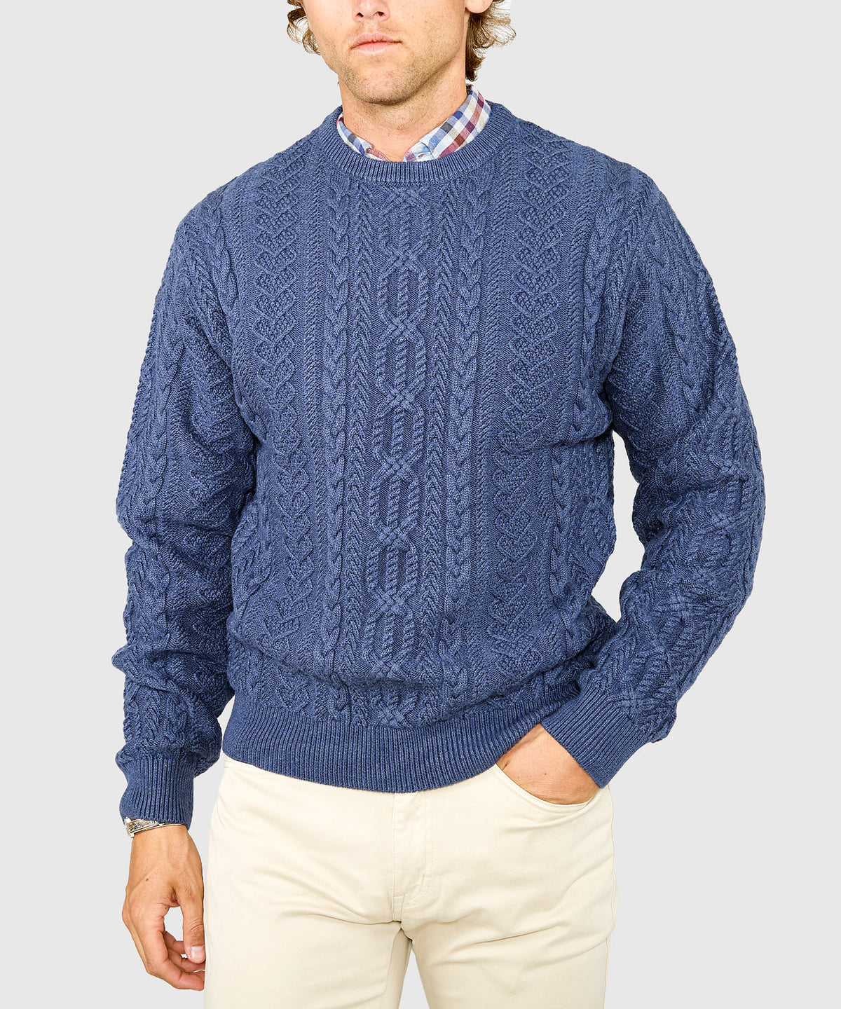 Westport Black Connery Cable Crew Neck Sweater, Men's Big & Tall