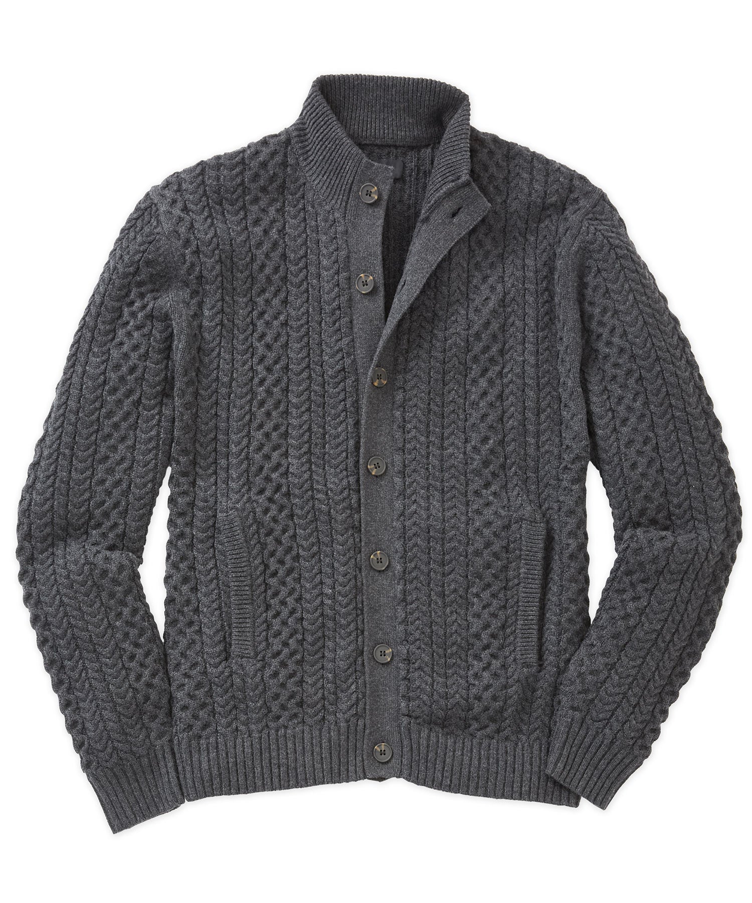Westport Black Big & Tall Cedarbrook Cable Cardigan Sweater