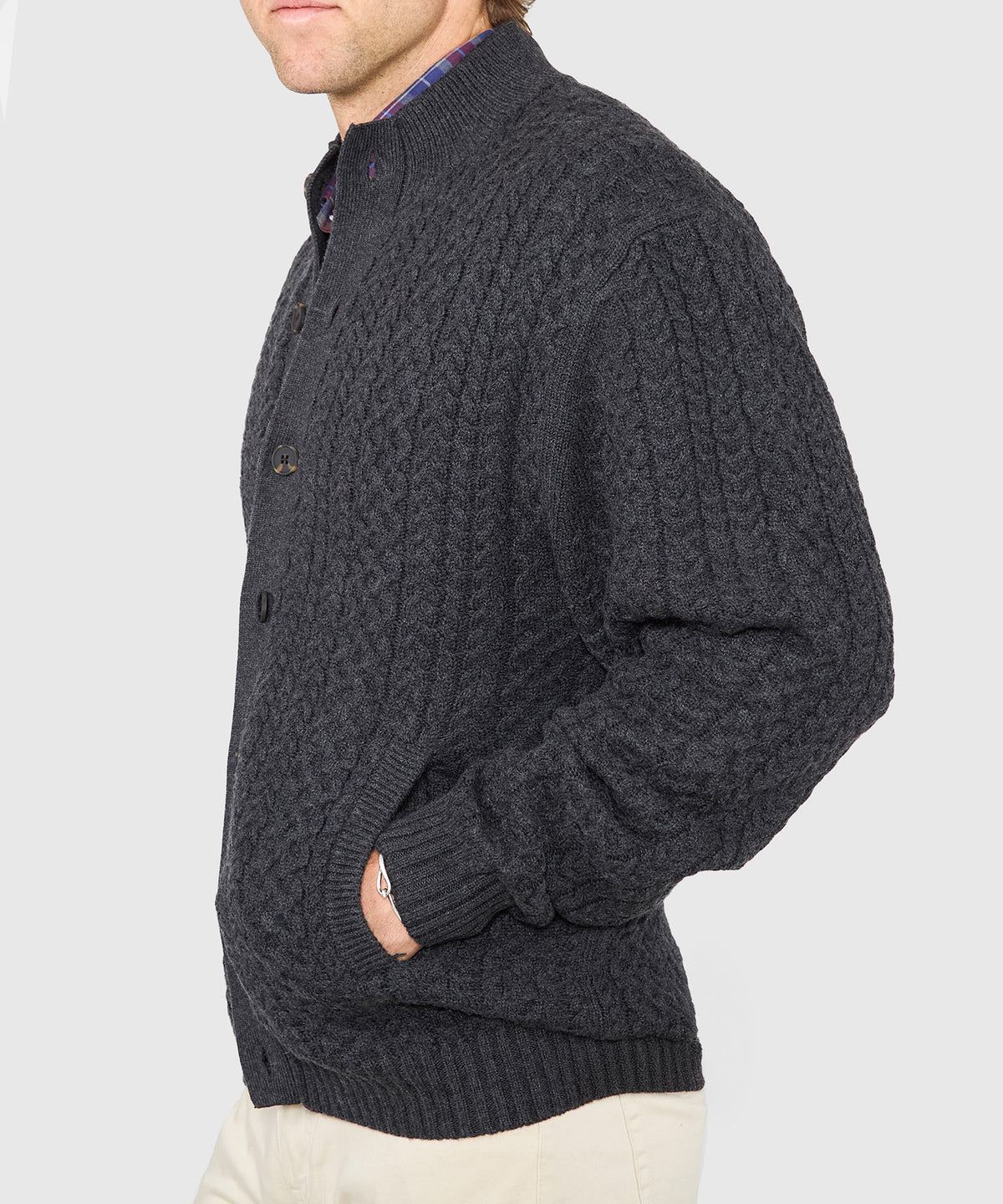 Westport Black Cedarbrook Cable Cardigan Sweater, Men's Big & Tall