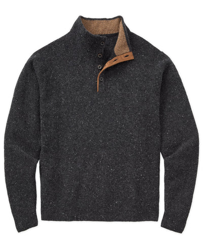 Westport Black Benson Donegal Button Mock Sweater, Men's Big & Tall