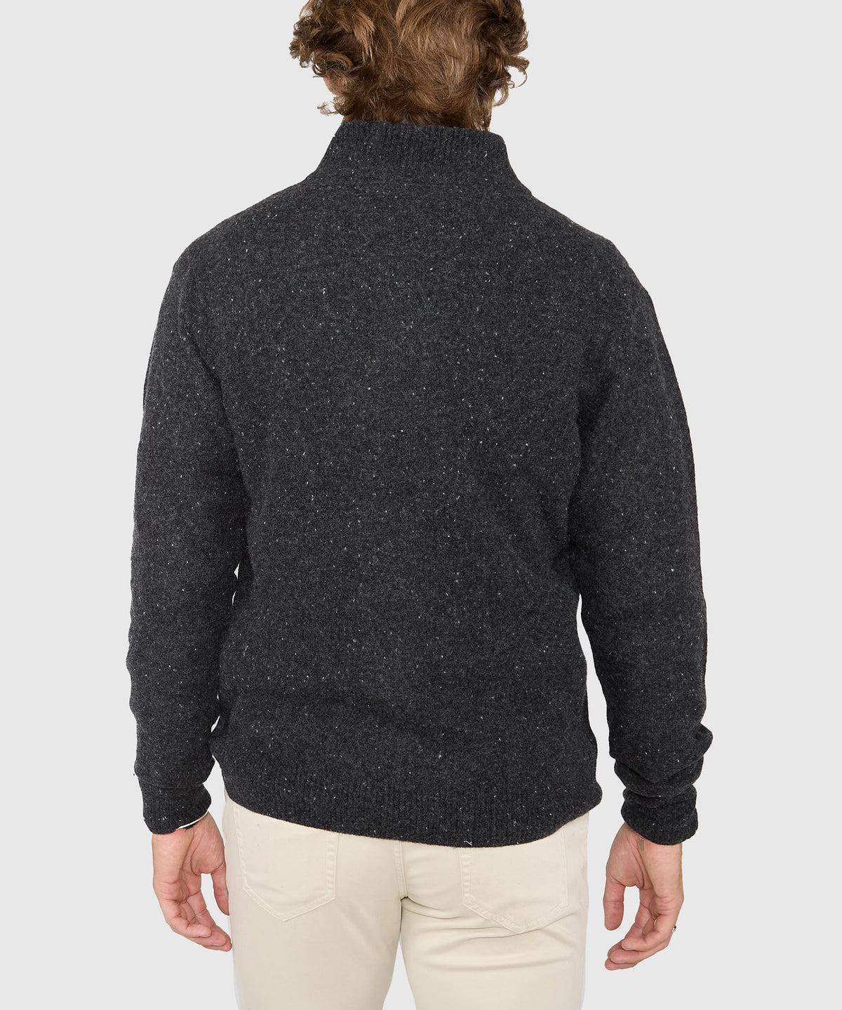 Westport Black Benson Donegal Button Mock Sweater, Men's Big & Tall