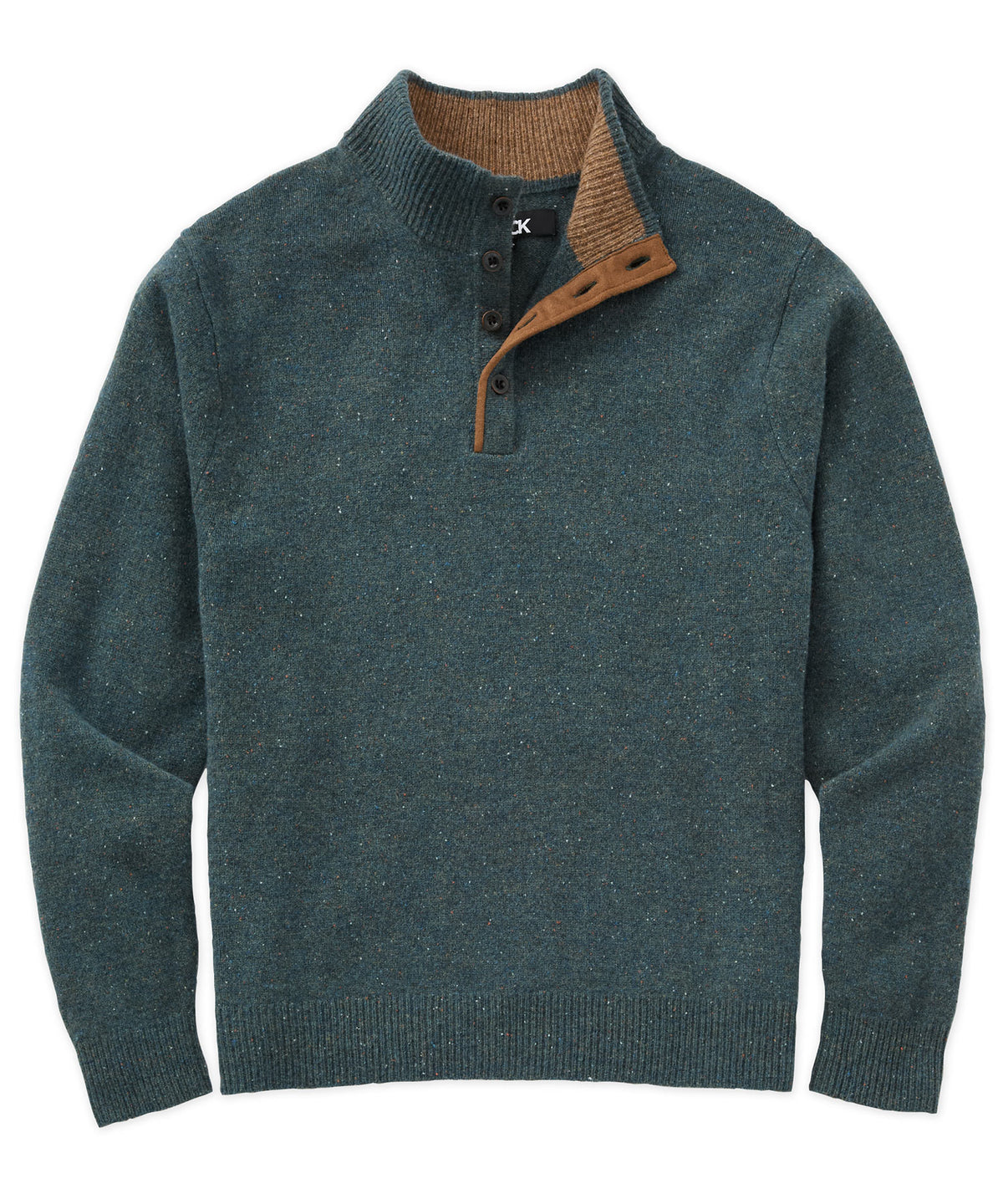 Westport Black Benson Donegal Button Mock Sweater, Men's Big & Tall