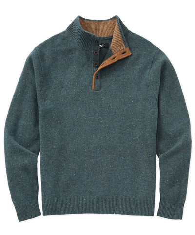 Westport Black Benson Donegal Button Mock Sweater, Men's Big & Tall