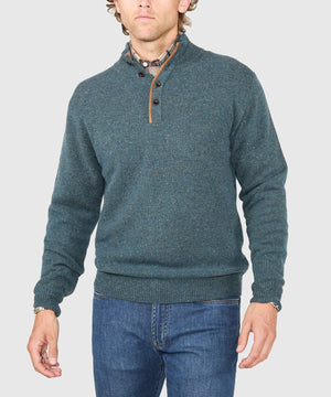 Westport Black Benson Donegal Button Mock Sweater
