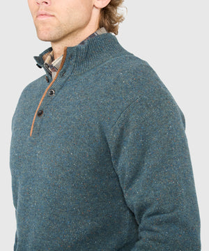Westport Black Benson Donegal Button Mock Sweater