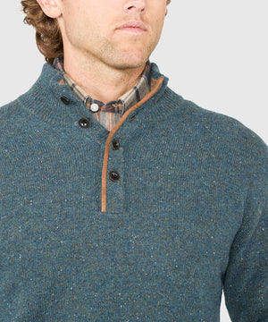 Westport Black Benson Donegal Button Mock Sweater