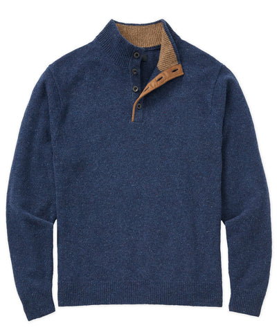 Westport Black Benson Donegal Button Mock Sweater, Men's Big & Tall