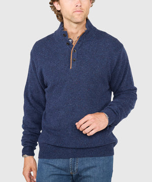 Westport Black Benson Donegal Button Mock Sweater