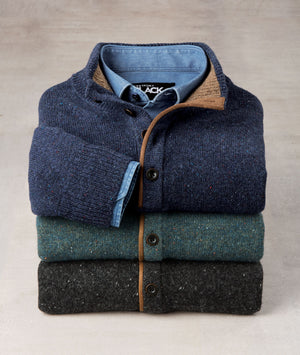 Westport Black Benson Donegal Button Mock Sweater