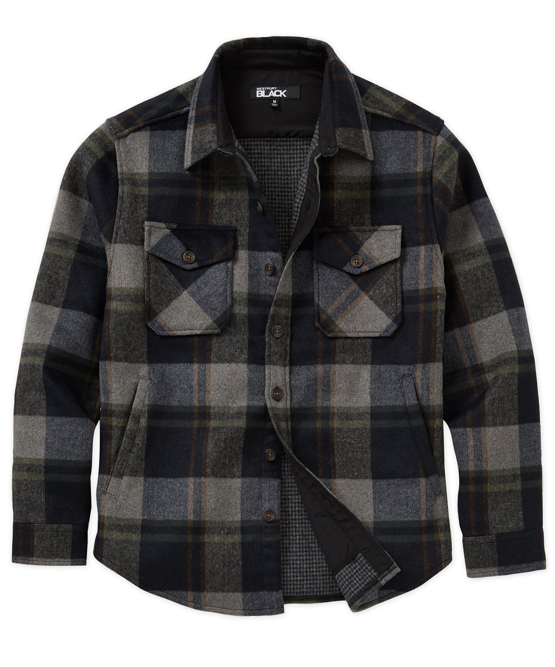 Westport Black Ridgeview Wool Blend Houndstooth Shirt Jacket