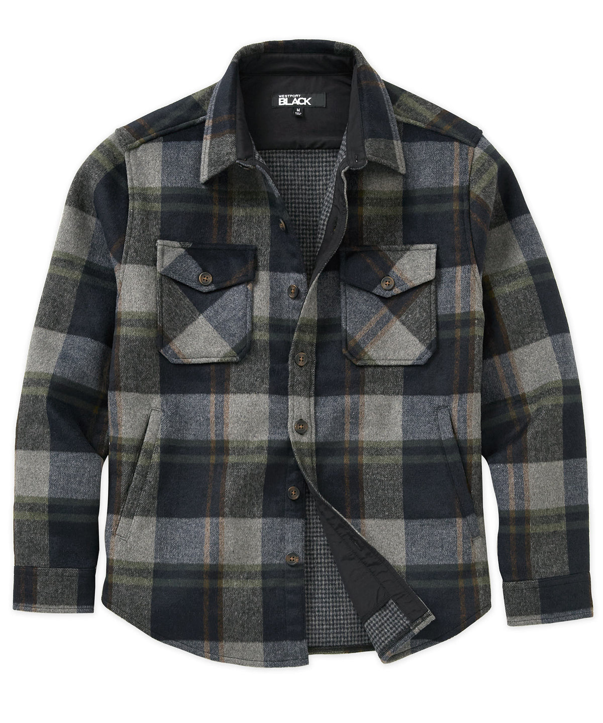 Westport Black Ridgeview Wool Blend Houndstooth Shirt Jacket, Men's Big & Tall