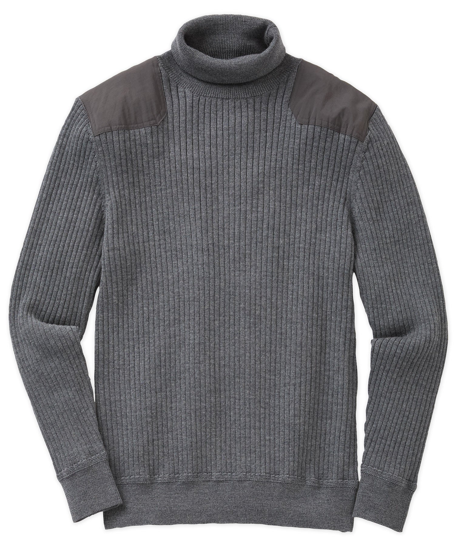 Westport Black Big & Tall Ribbed Military Merino Turtleneck