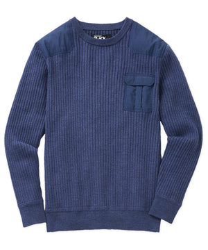 Westport Black Ribbed Military Crew Neck Pullover
