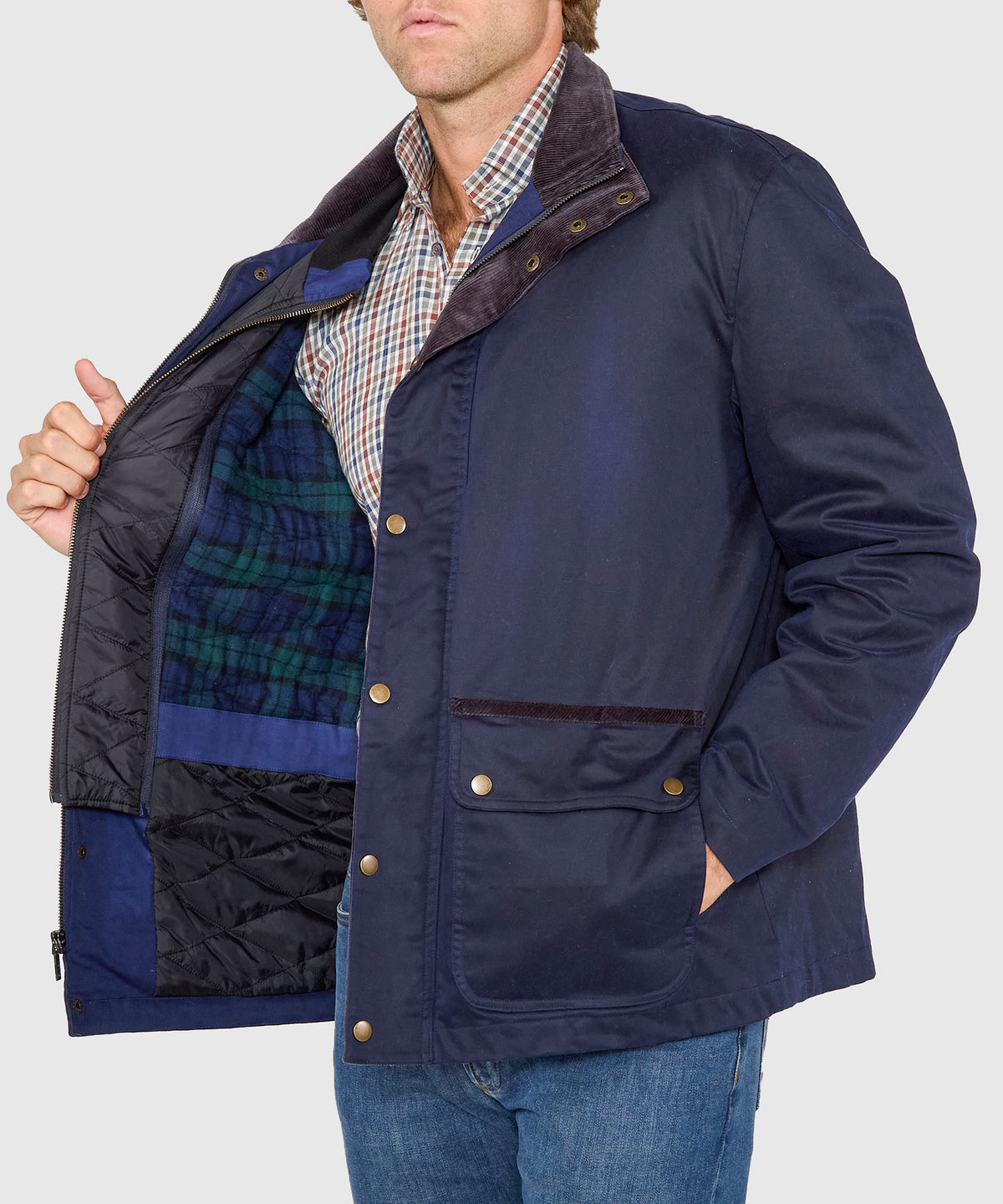 Westport Black Hudson Waxed Cotton Car Coat, Men's Big & Tall