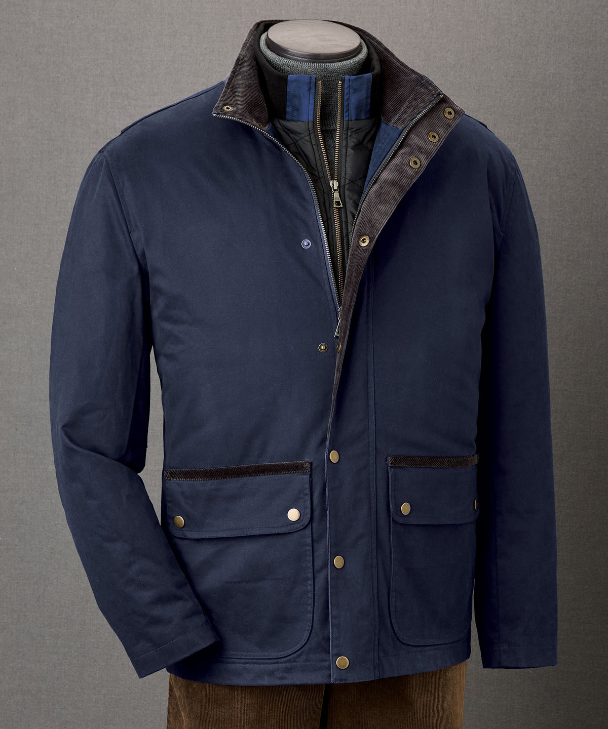 Westport Black Hudson Waxed Cotton Car Coat, Men's Big & Tall