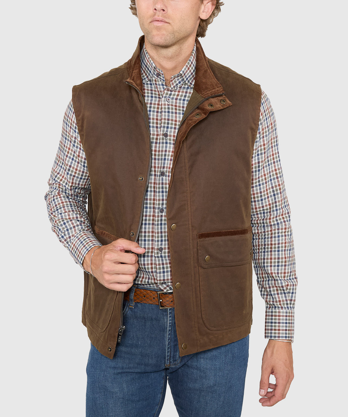 Westport Black Hudson Waxed Cotton Vest, Men's Big & Tall
