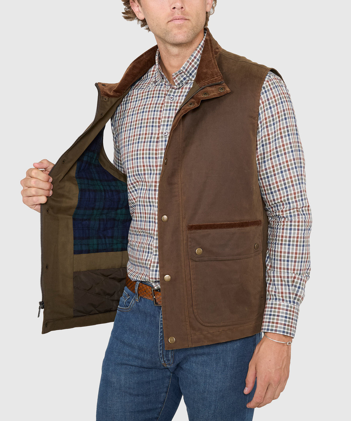 Westport Black Hudson Waxed Cotton Vest, Men's Big & Tall