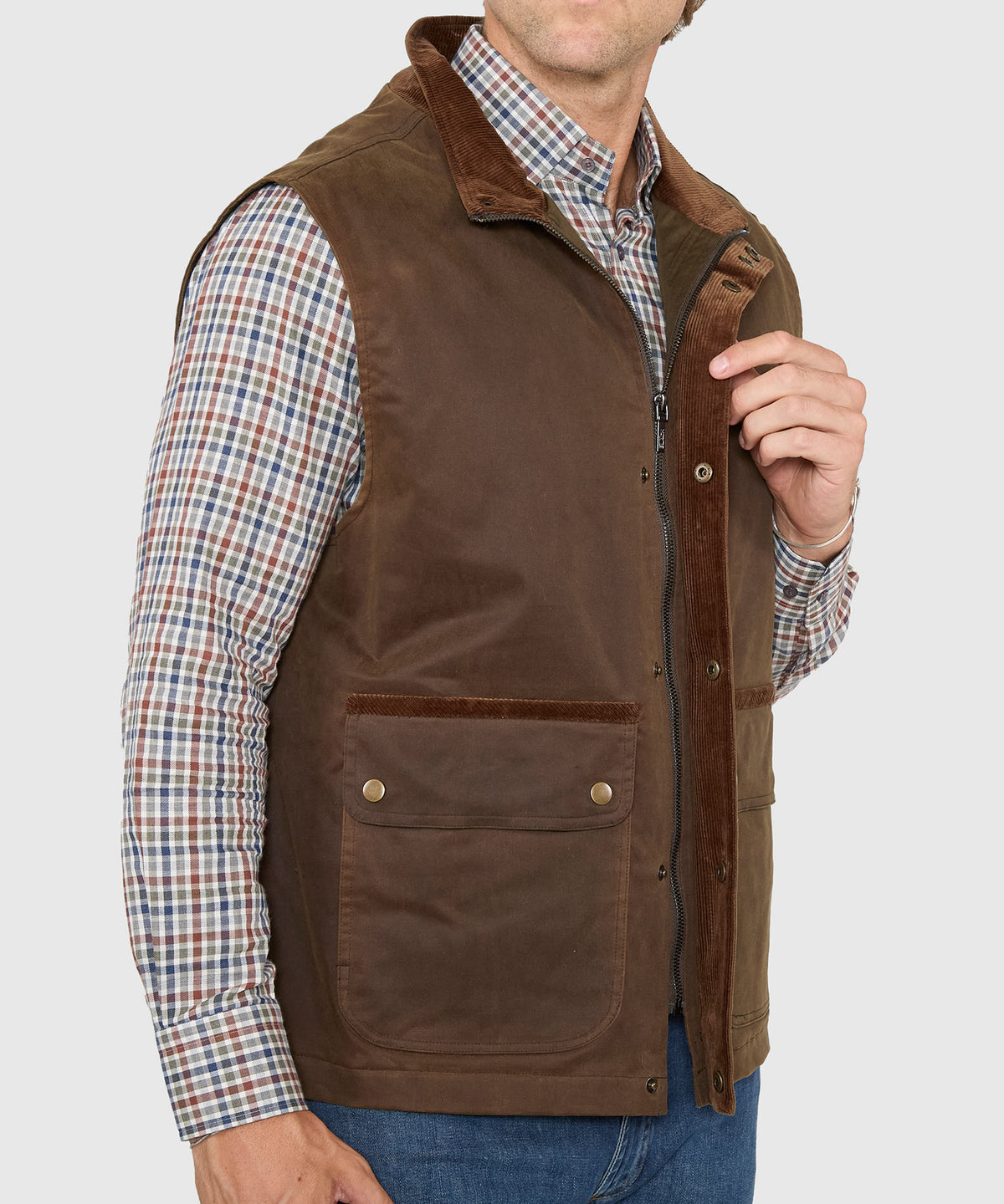 Westport Black Hudson Waxed Cotton Vest, Men's Big & Tall