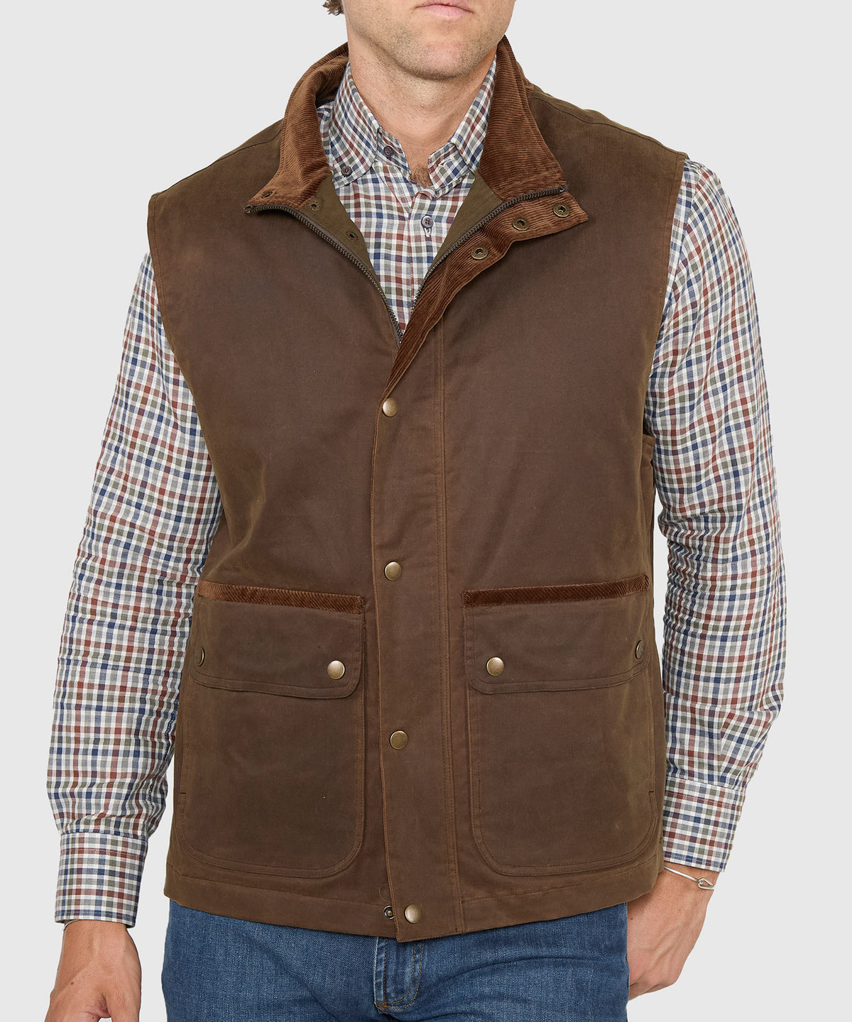 Westport Black Hudson Waxed Cotton Vest, Men's Big & Tall