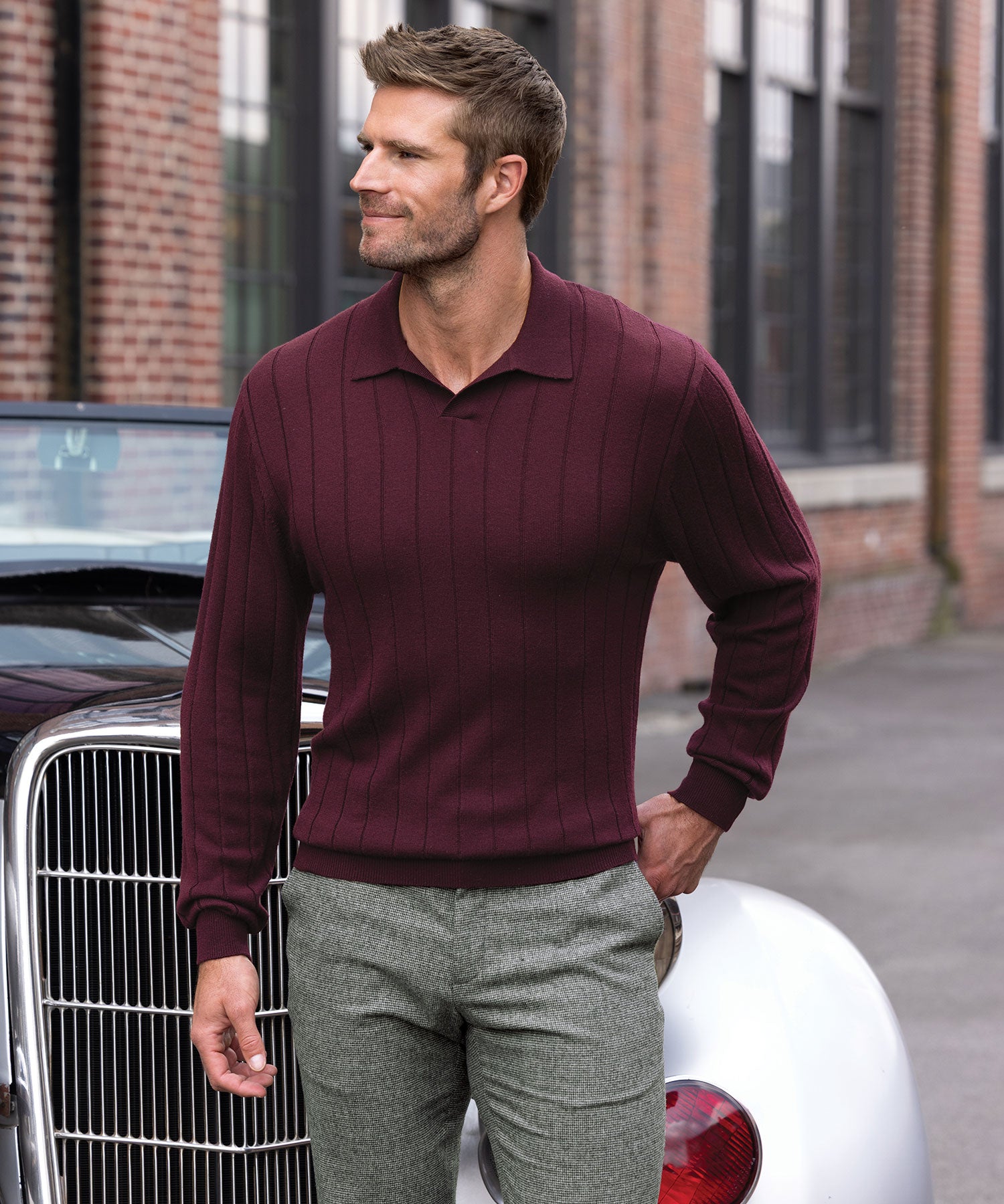 Westport Black Big & Tall Long-Sleeve Merino Wool Polo | Westport Big & Tall Westport Black Big & Tall Long-Sleeve Merino Wool Polo | Westport Big & Tall