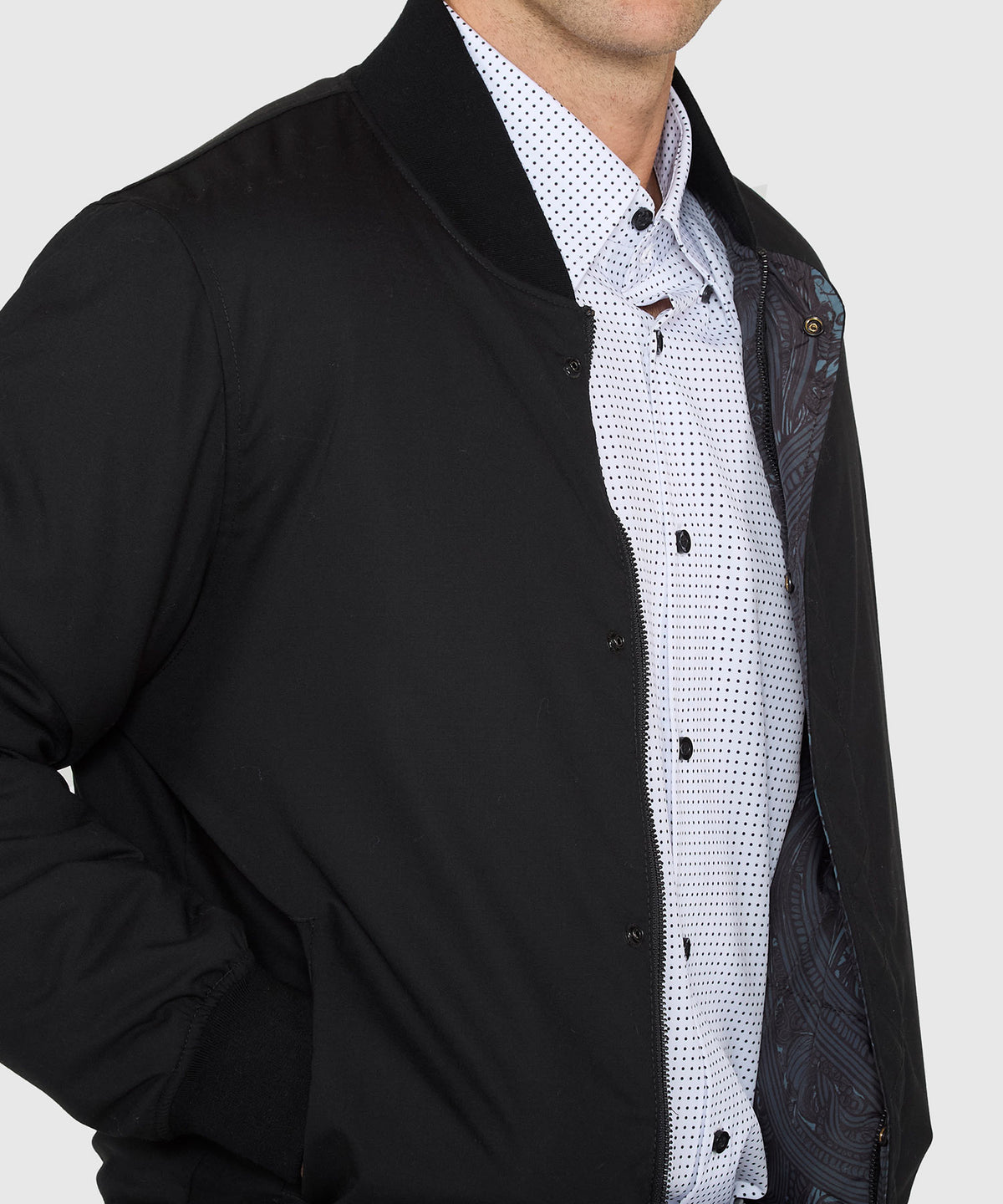 Westport Black Switch Reversible Wool Blouson Jacket, Men's Big & Tall