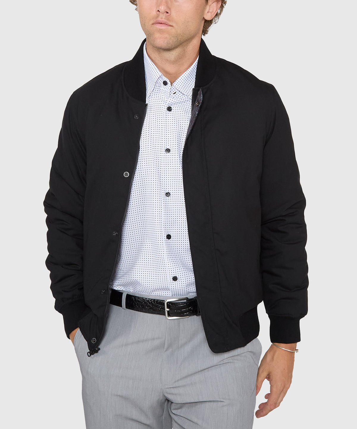 Westport Black Switch Reversible Wool Blouson Jacket, Men's Big & Tall