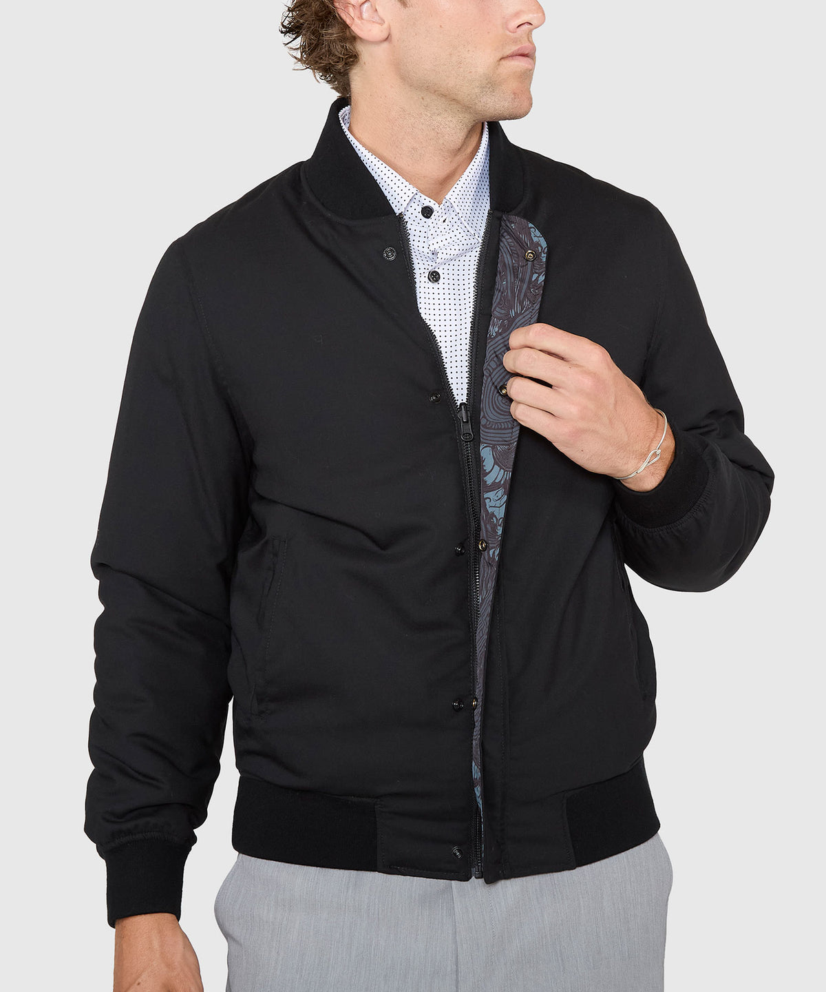 Westport Black Switch Reversible Wool Blouson Jacket, Men's Big & Tall