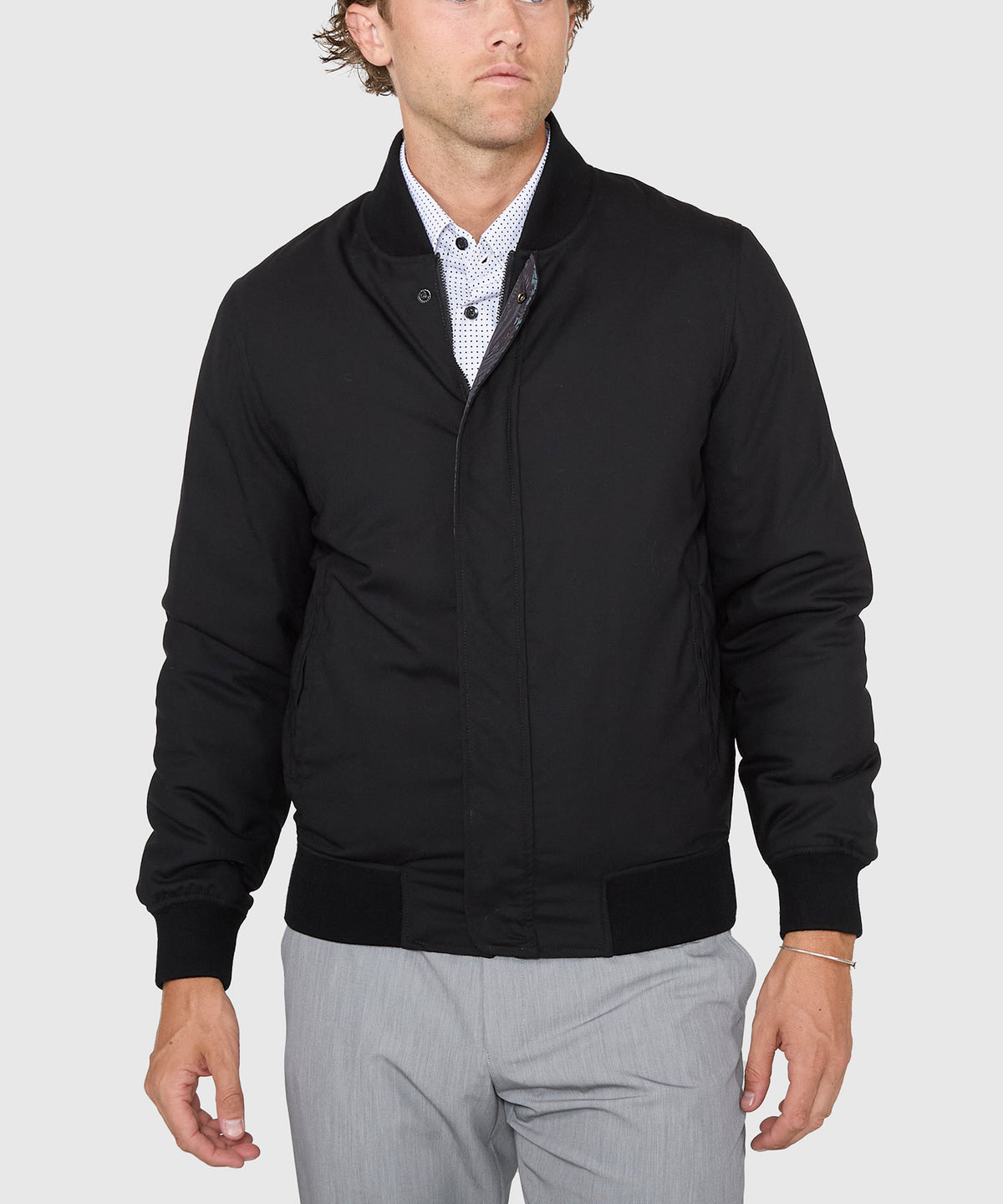 Westport Black Switch Reversible Wool Blouson Jacket, Men's Big & Tall