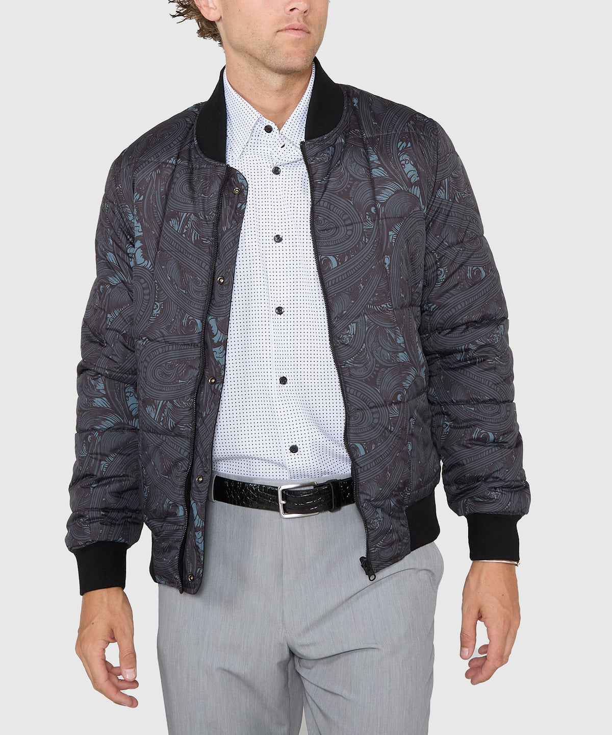 Westport Black Switch Reversible Wool Blouson Jacket, Men's Big & Tall