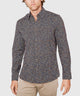 Westport Black Long Sleeve Hidden Button Down Collar Hex Print Knit Sport Shirt