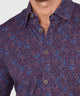 Westport Black Long Sleeve Hidden Button Down Collar Paisley Print Knit Sport Shirt