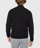 Westport Black Long Sleeve Monaco Cable Knit Button Mock Pullover Sweater