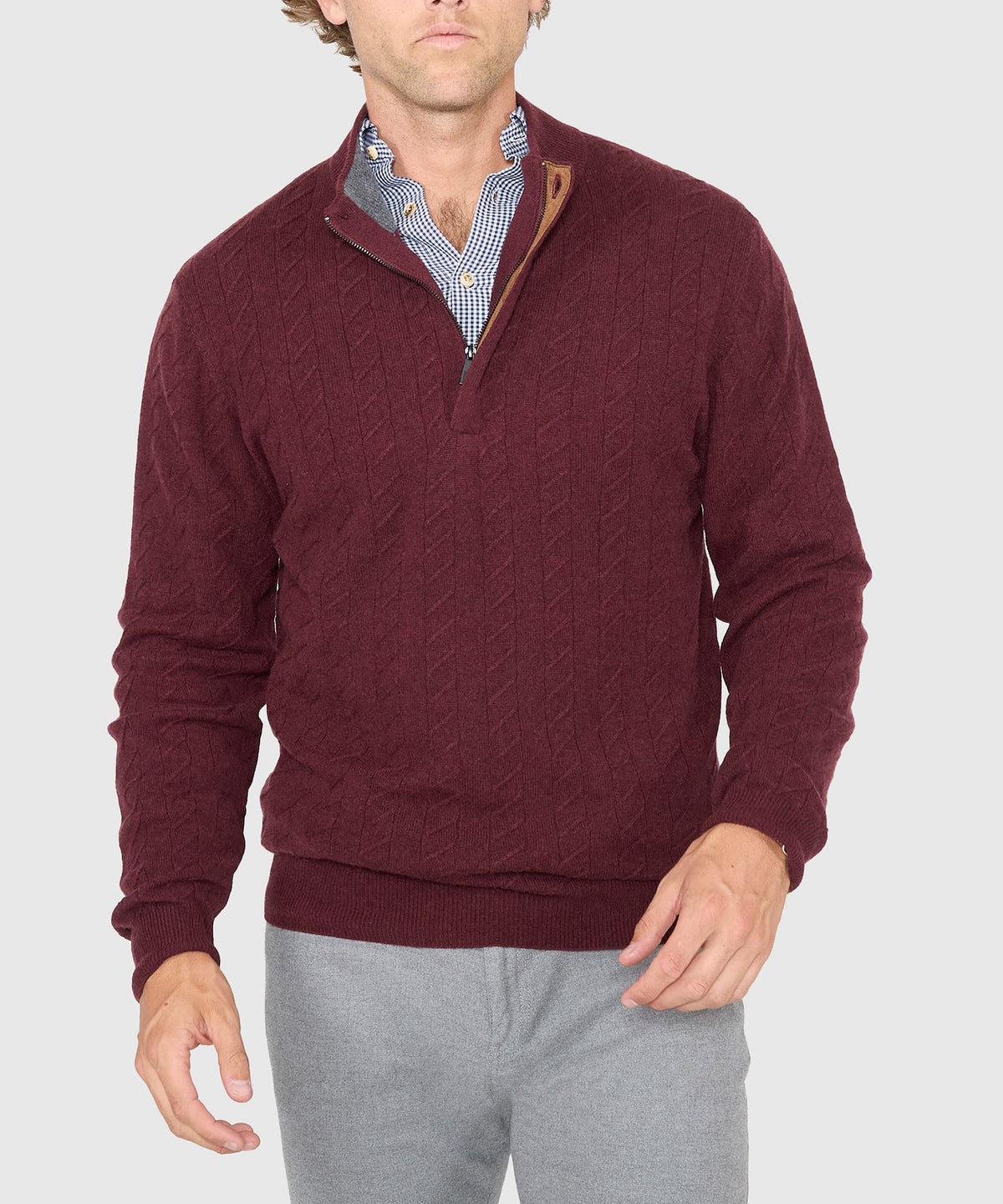 Westport Black Long Sleeve Monaco Cable Knit Button Mock Pullover Sweater, Men's Big & Tall