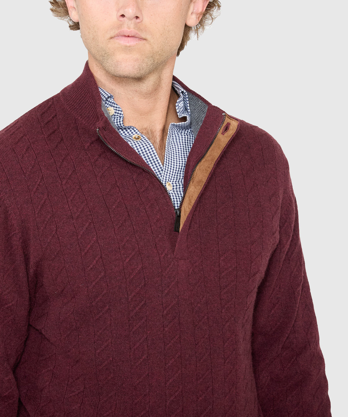 Westport Black Long Sleeve Monaco Cable Knit Button Mock Pullover Sweater, Men's Big & Tall