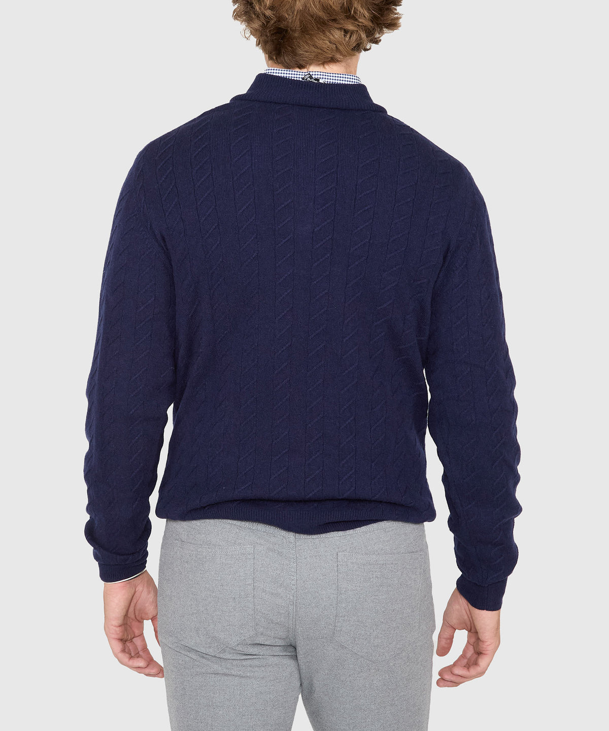 Westport Black Long Sleeve Monaco Cable Knit Button Mock Pullover Sweater, Men's Big & Tall