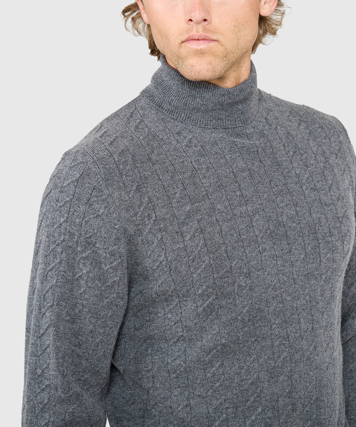 Westport Black Long Sleeve Alpine Cable Turtleneck Sweater, Men's Big & Tall