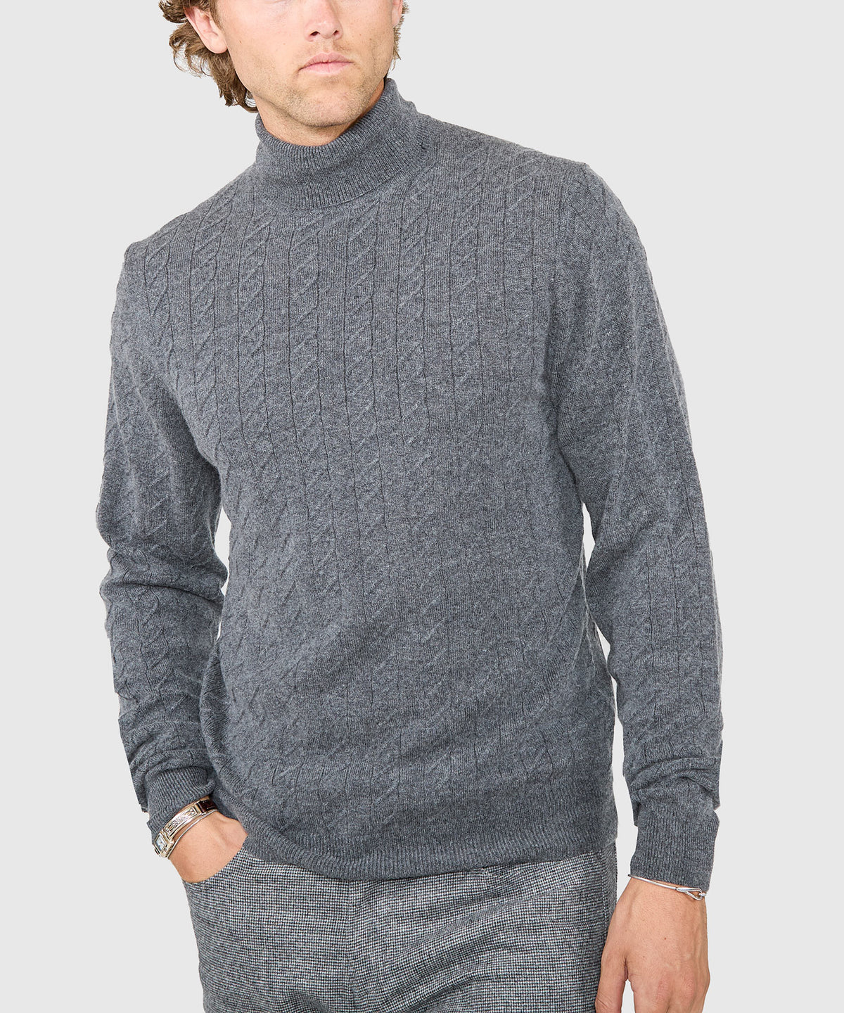 Westport Black Long Sleeve Alpine Cable Turtleneck Sweater, Men's Big & Tall