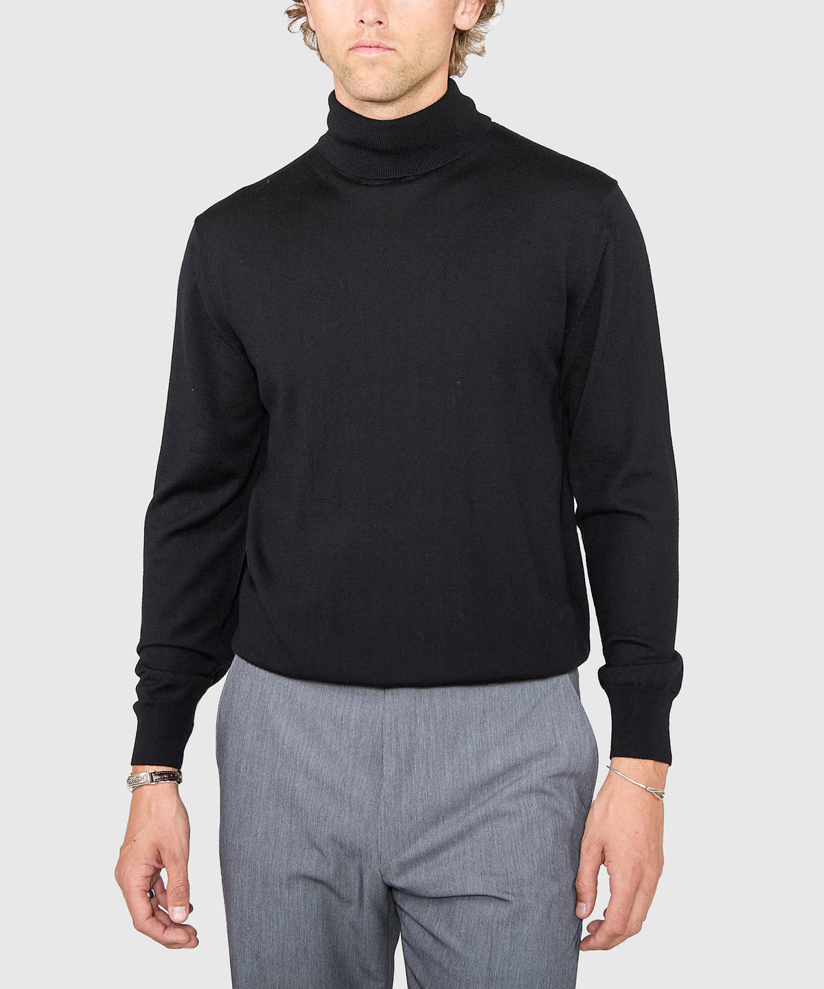 Westport Black Hudson Peak Merino Wool Turtleneck Sweater, Men's Big & Tall
