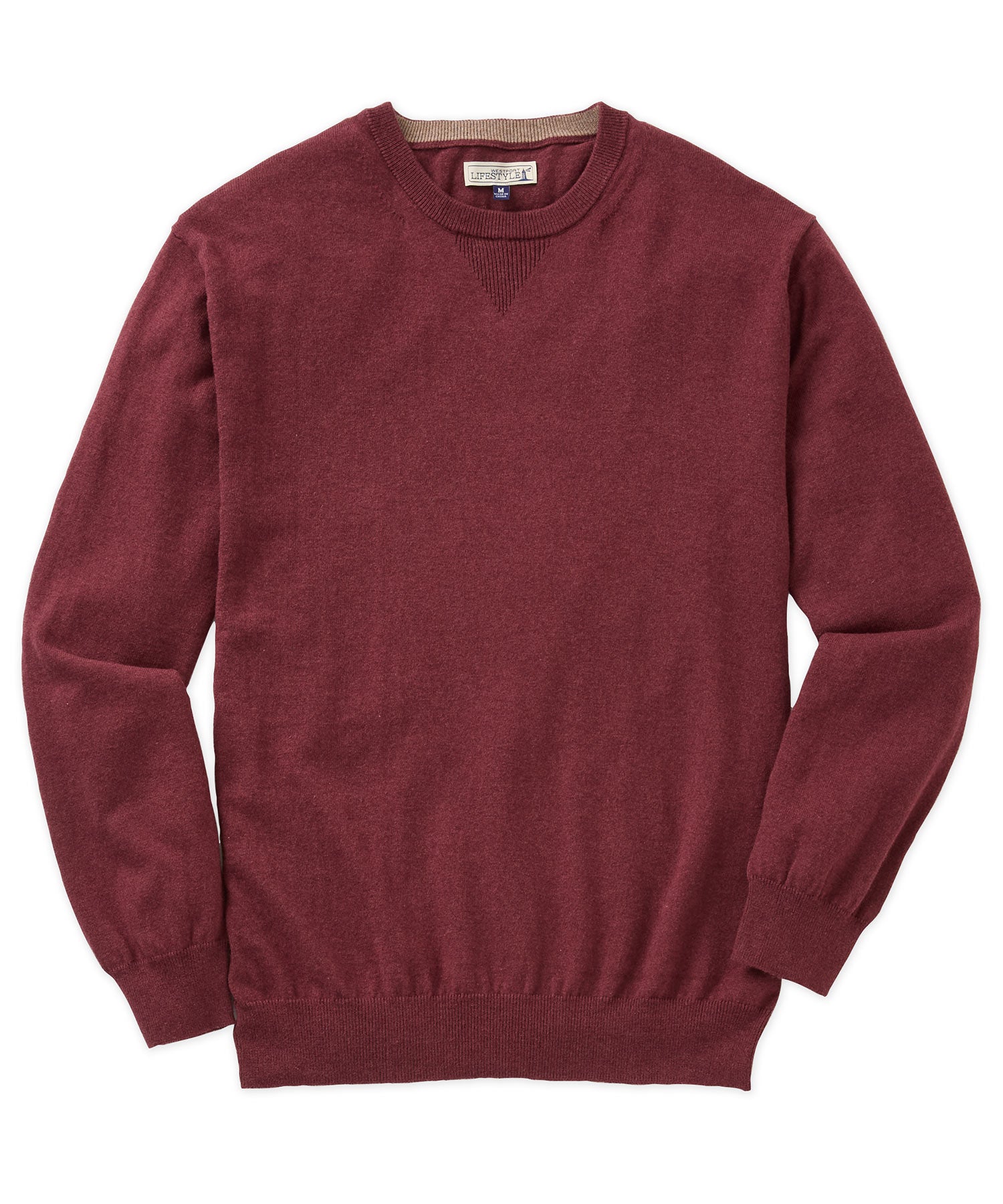 Westport Lifestyle Iconic Keyhole Cotton Cashmere Crew Neck Sweater, Men's Big & Tall