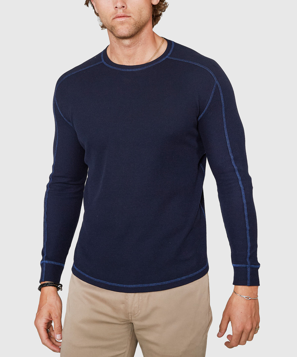Westport Lifestyle Long Sleeve Cooper Waffle Crew Neck Knit Shirt, Men's Big & Tall