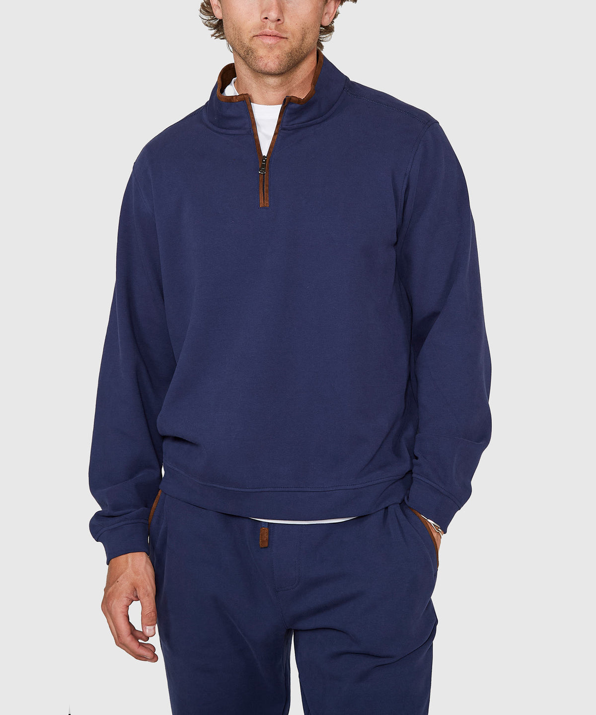 Westport Lifestyle Sueded Interlock Quarter-Zip Jacket, Men's Big & Tall