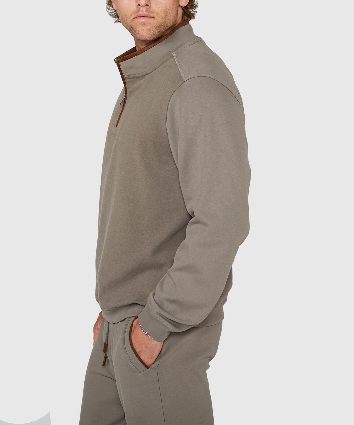 Westport Lifestyle Sueded Interlock Quarter-Zip Jacket, Men's Big & Tall