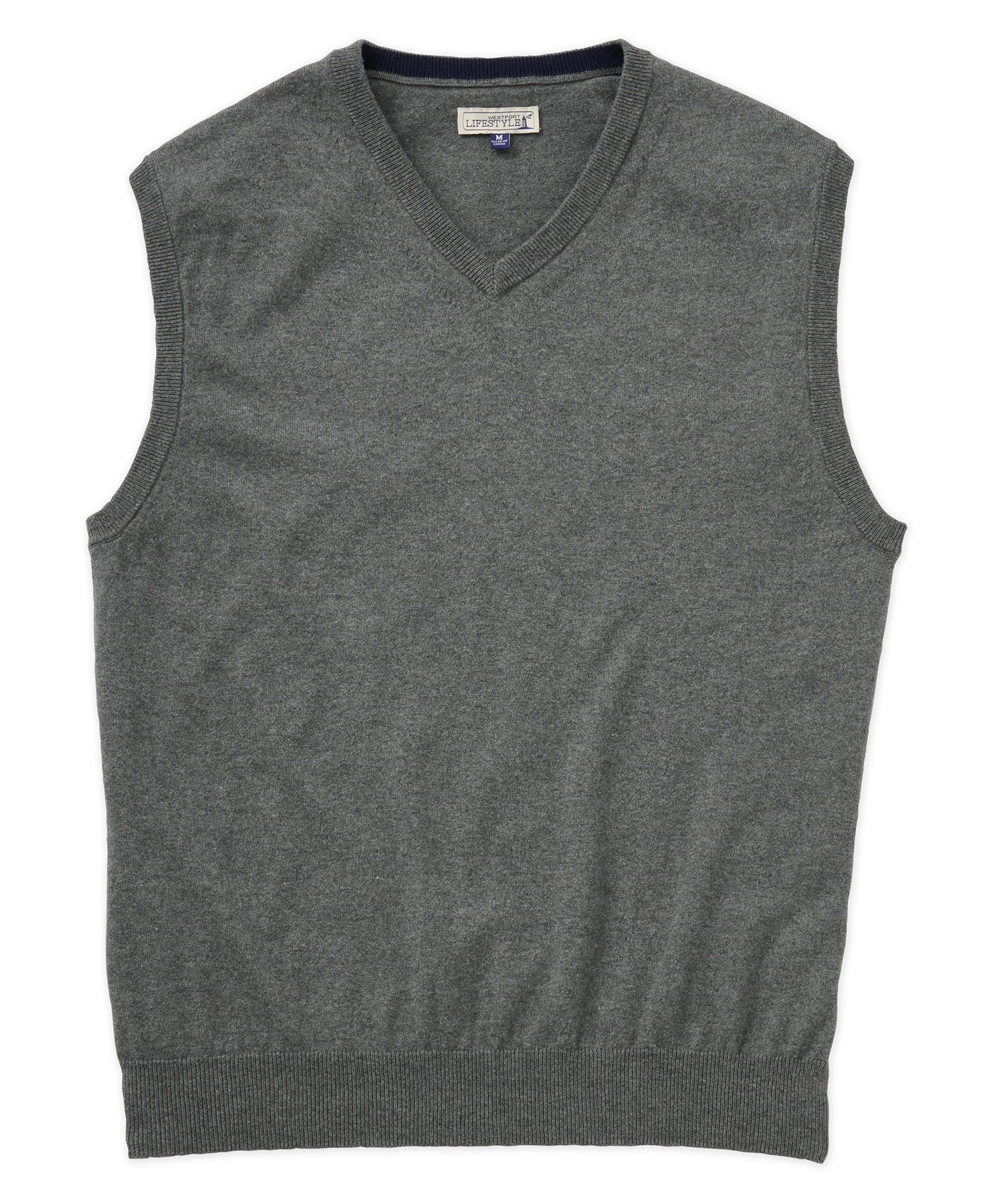 Westport Lifestyle Classic Cotton Cashmere V-Neck Vest, Men's Big & Tall