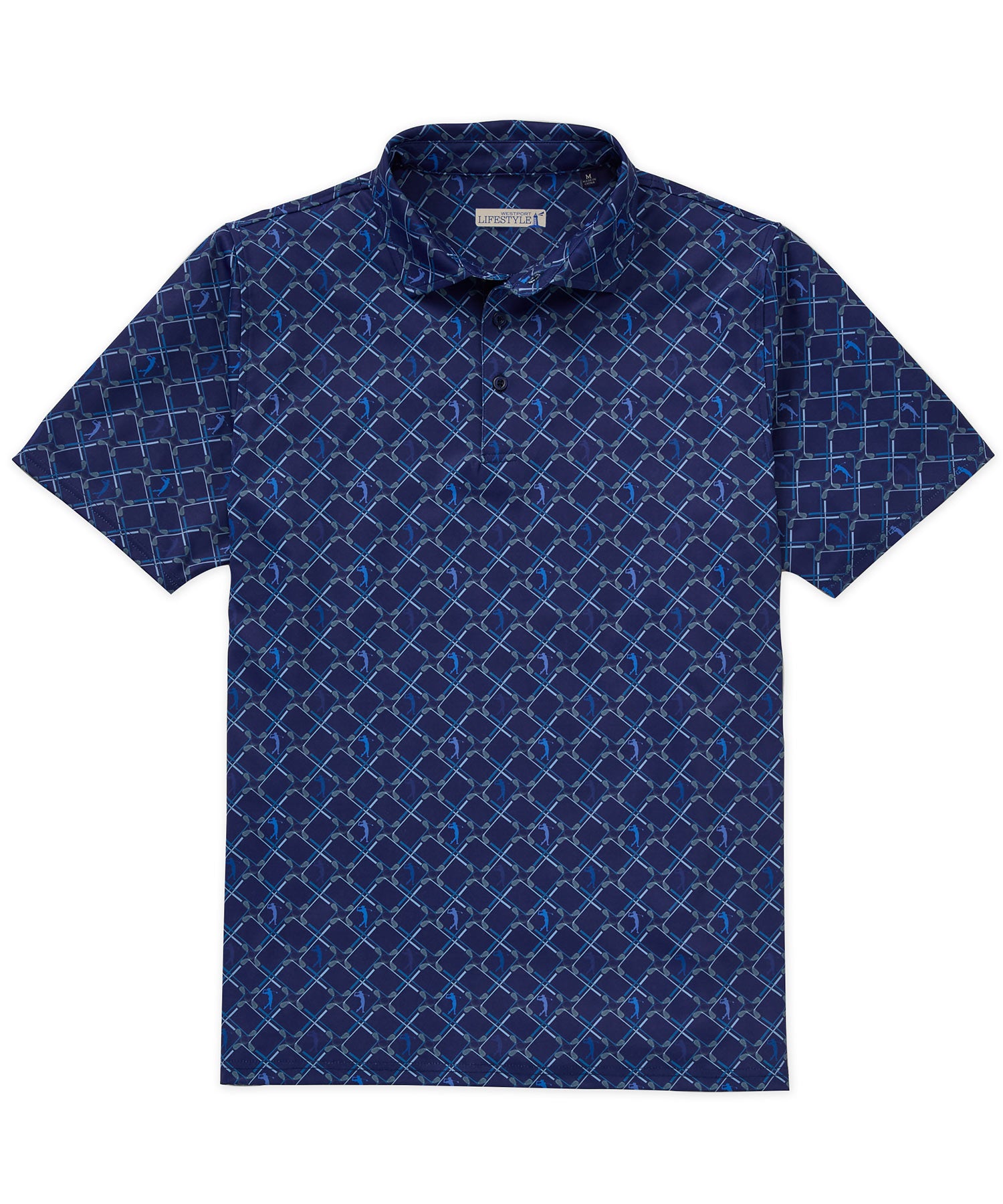 Westport Lifestyle Short Sleeve Argyle Print Performance Polo, Men's Big & Tall