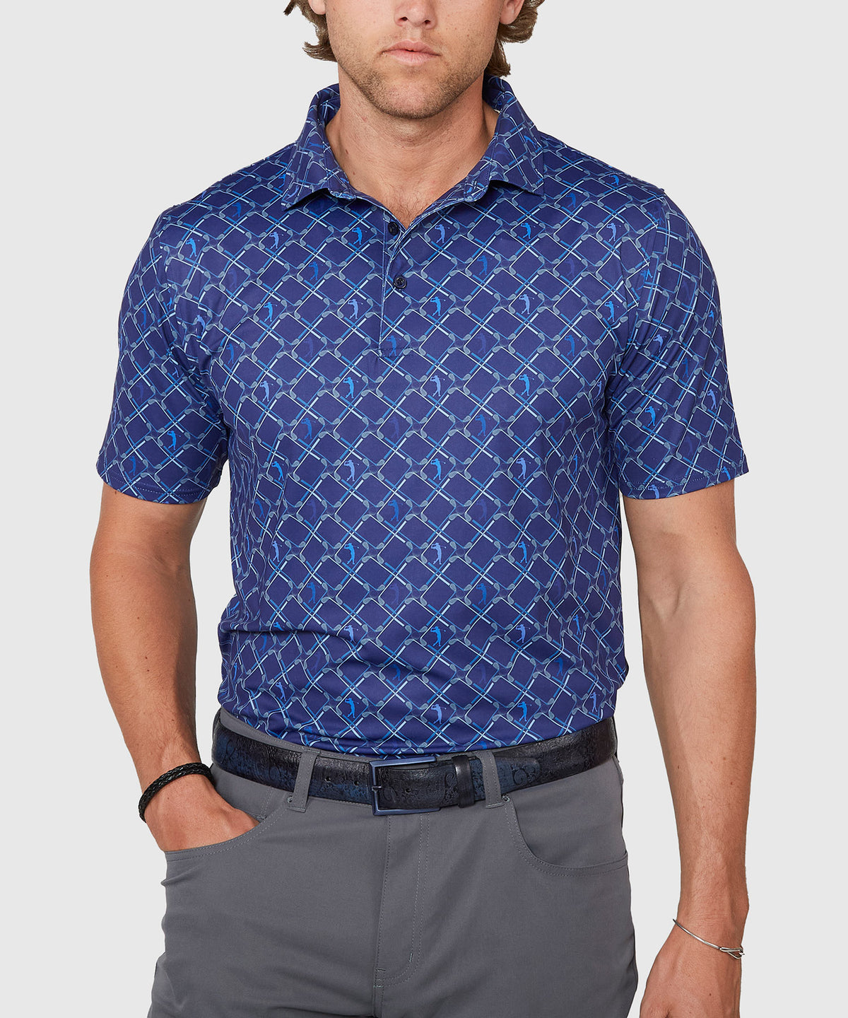 Westport Lifestyle Short Sleeve Argyle Print Performance Polo, Men's Big & Tall