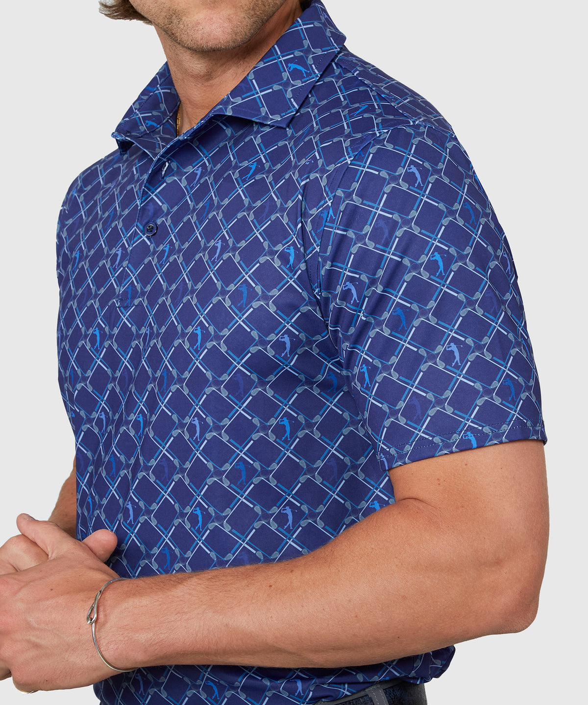 Westport Lifestyle Short Sleeve Argyle Print Performance Polo, Men's Big & Tall