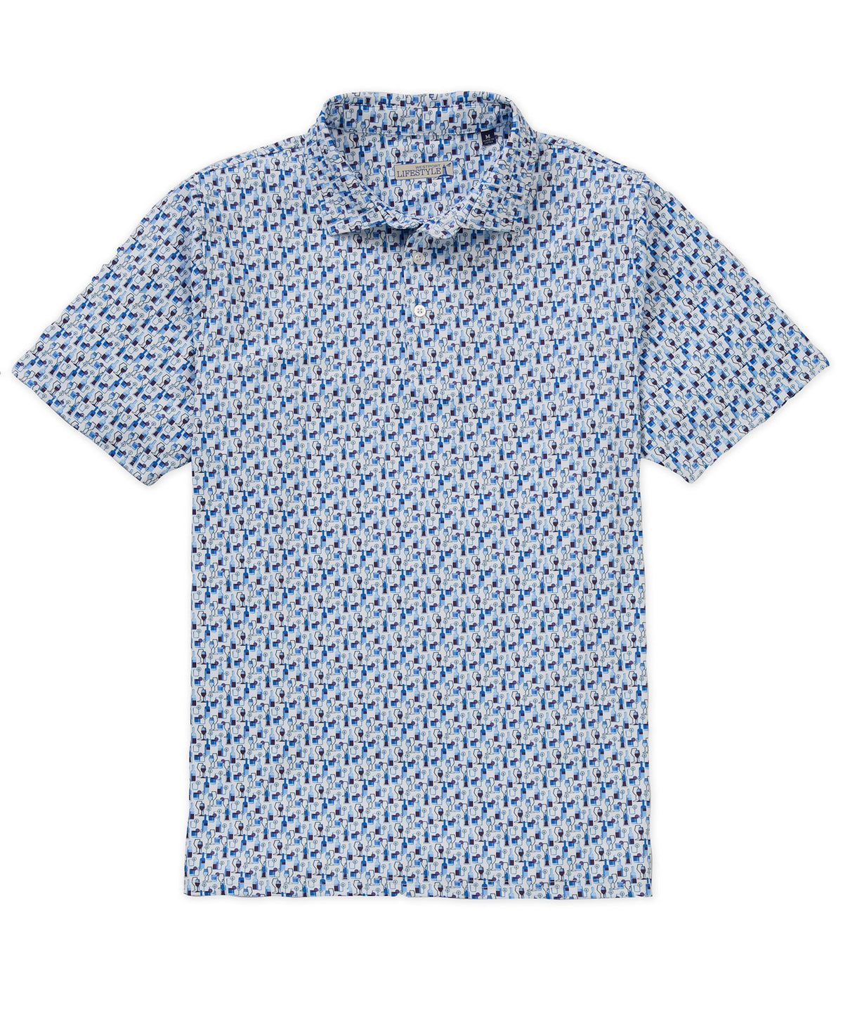 Westport Lifestyle Short Sleeve Bottle Print Performance Polo, Men's Big & Tall