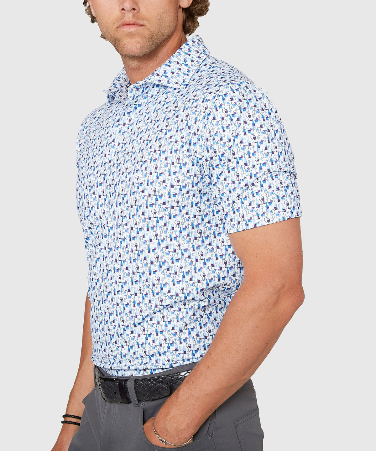 Westport Lifestyle Short Sleeve Bottle Print Performance Polo, Men's Big & Tall